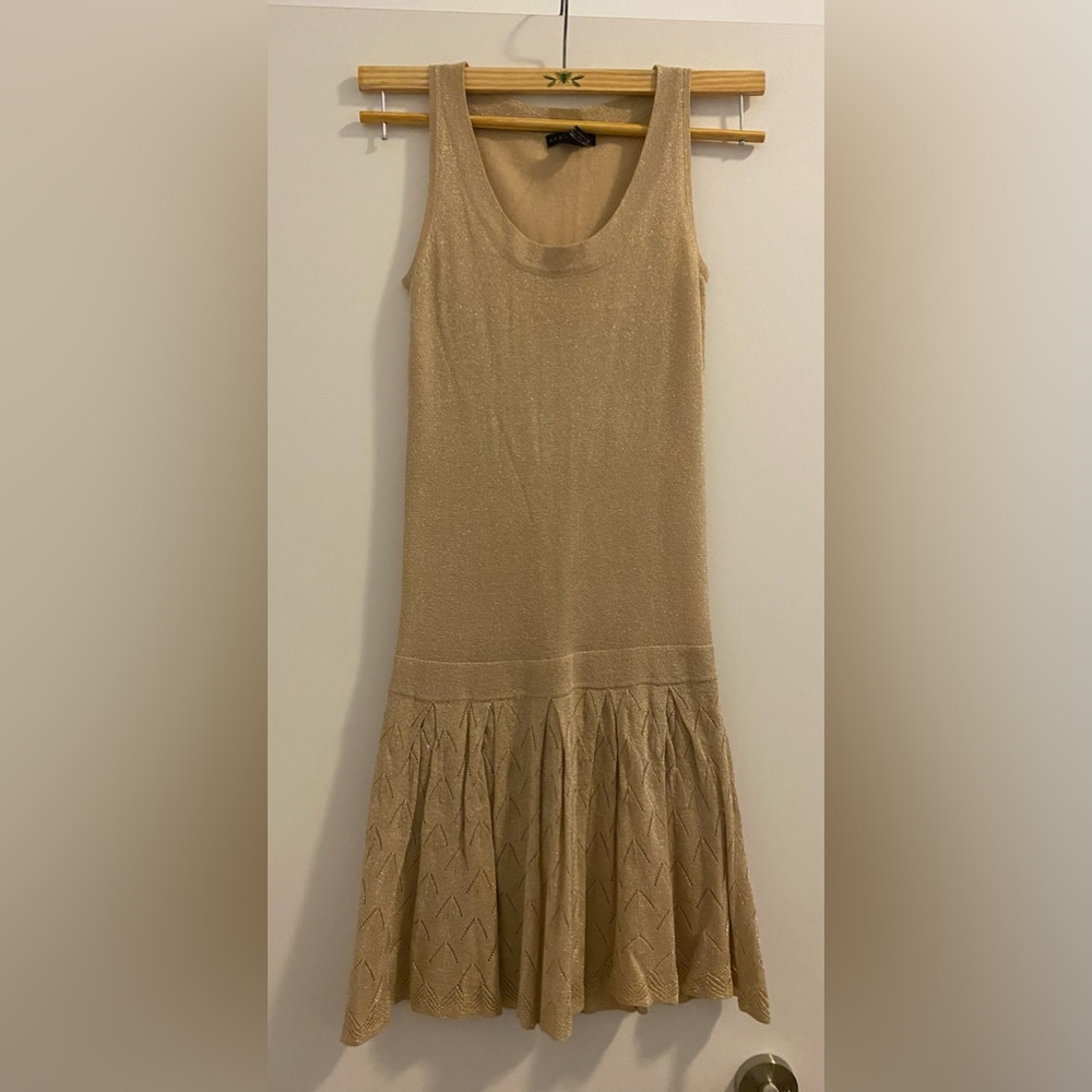 Mango knit dress sparkling golden XS